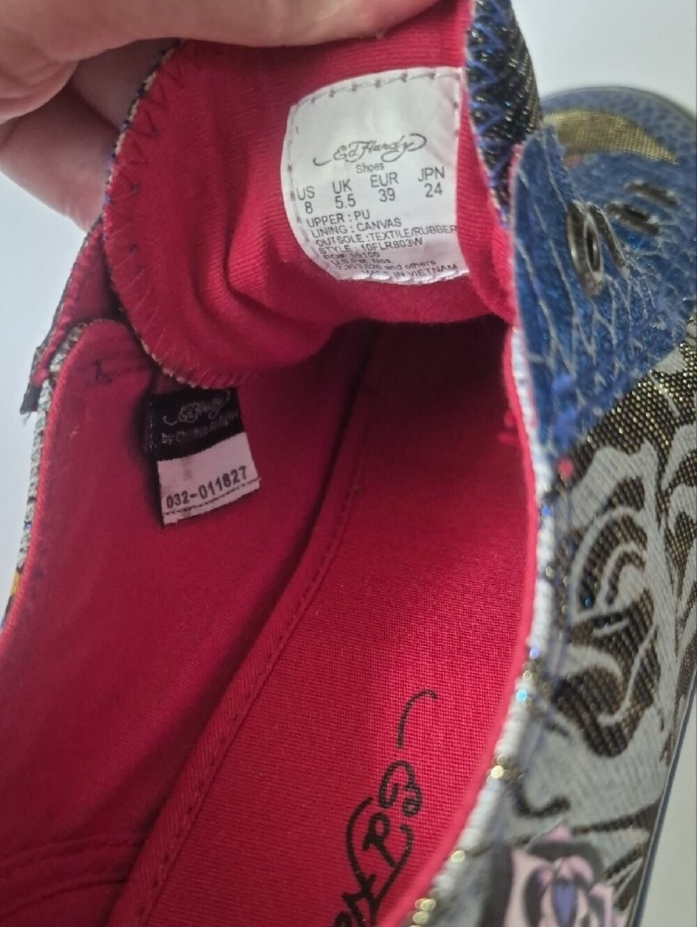 Like New Ed Hardy Y2K Blue Red Slip-On Sneakers sz 8 - Picture 7 of 7